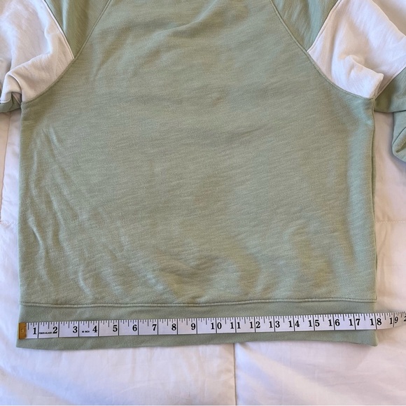 Madewell MWL Sage Green White Colorblock Raglan Crewneck Sweatshirt Oversized XS - Picture 4 of 10